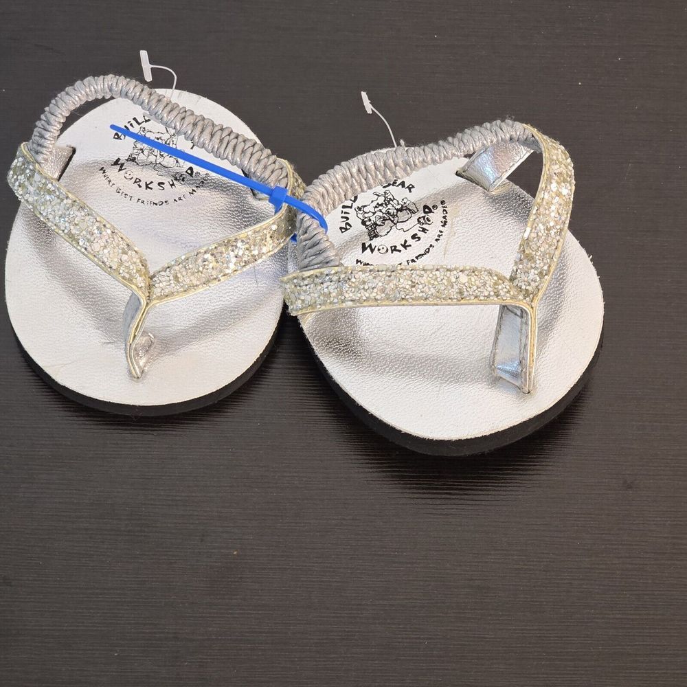 Build A Bear Workshop‎ Silver & Glitter  Flip Flops Sandals
